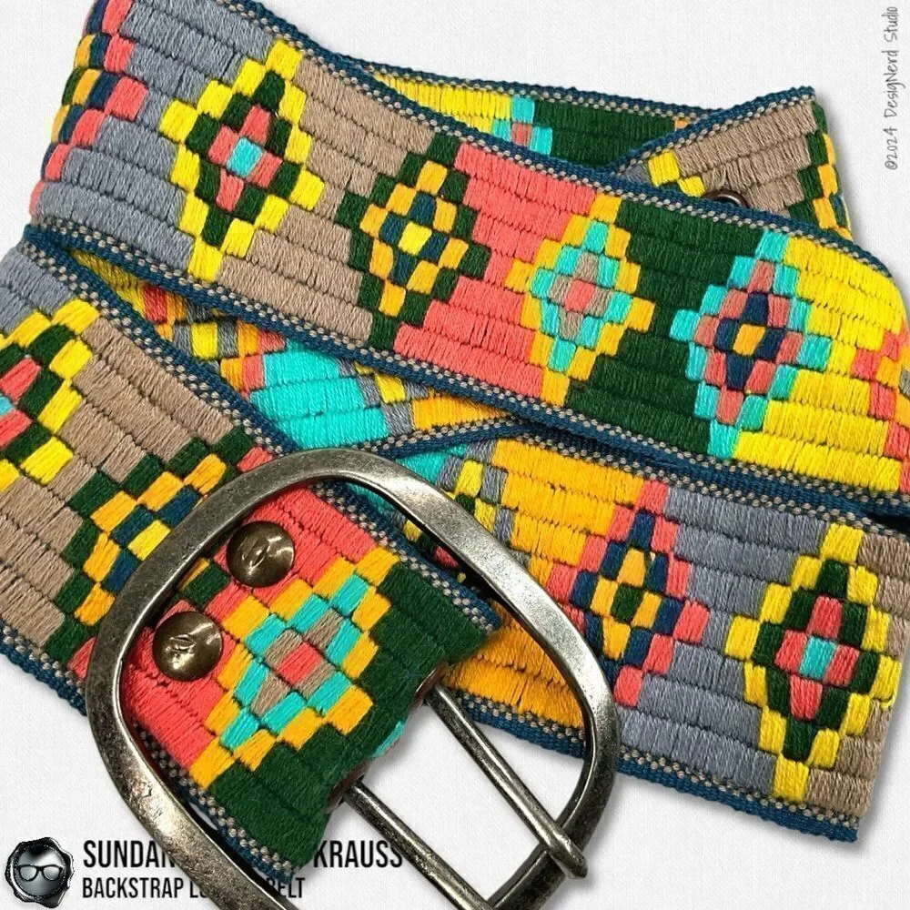 SUNDANCE X JENNY KRAUSS HAND WOVEN LOOMED COTTON BELT VINTAGE 2015 NEON PALLET